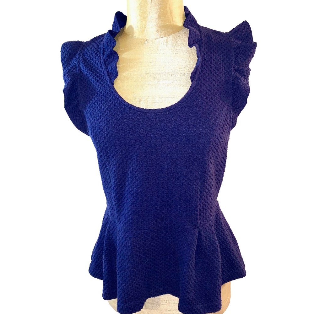 Anthropologie Postmark Blue Career Wear Peplum Top